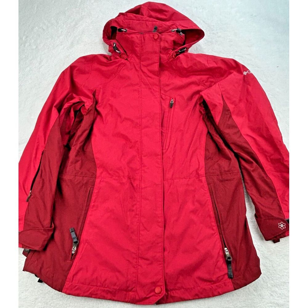COLUMBIA VERTEX CORE INTERCHANGE Jacket‎ Women M Red LS Colorblock Ripstop